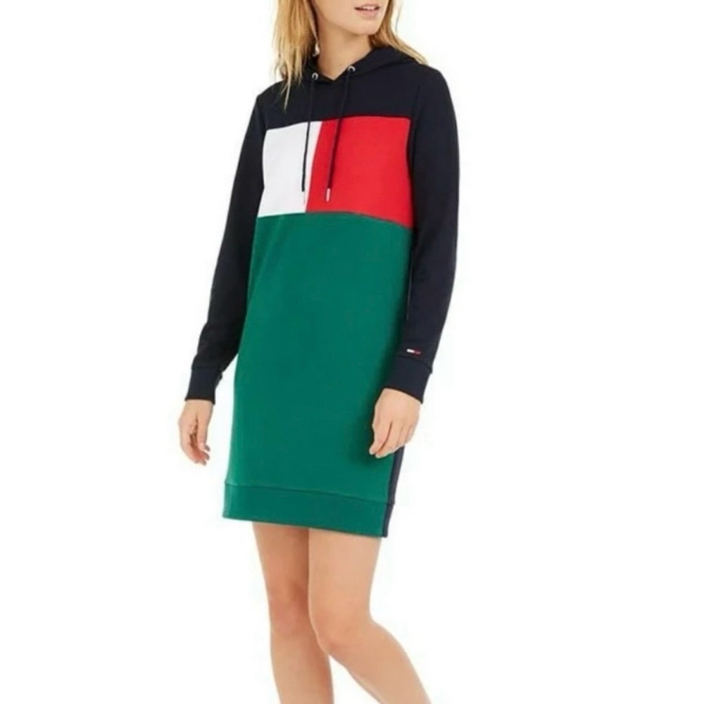 Tommy Hilfiger Navy Logo Sweatshirt Hoodie Dress